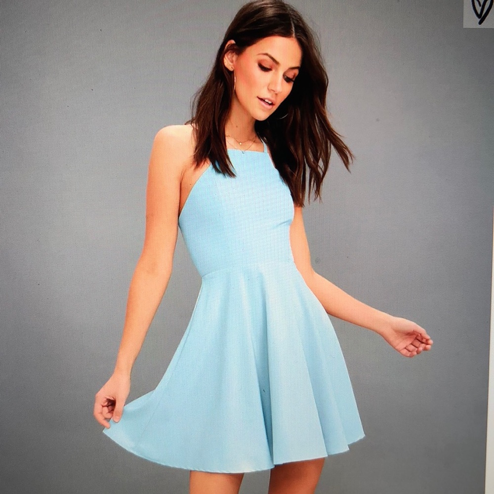 light blue skater dress